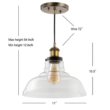 Litchfield 11" Farmhouse Metal/Glass LED Pendant - JONATHAN Y